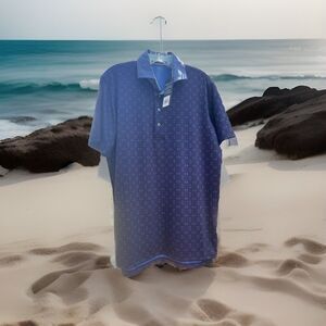 Greyson Night Fly Golf Polo Geometric Print Size S Raven Blue Performance NWT